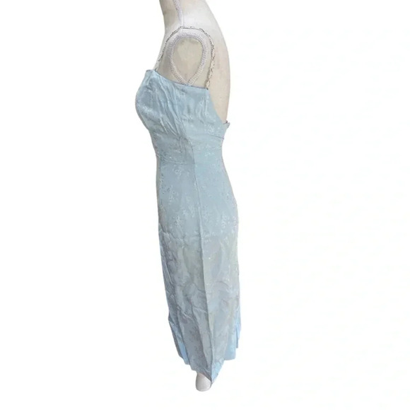 Vintage Light Blue Jacquard Beaded Strap Cocktail Dress – Damaged - Picture 4 of 11